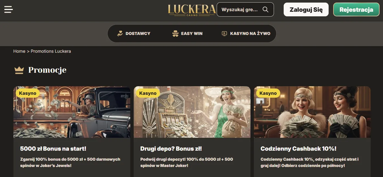 Cashback oraz regularne akcje promocyjne w Luckera